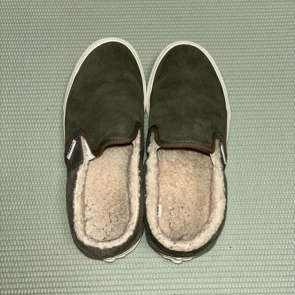 Vans Classic Slip On Shoes Suede Sherpa Lined Women’s Size 6 508182 Green - Picture 9 of 9